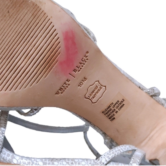 White House Black Market Silver Snakeskin Python Strappy Pump Heel Women Size 10 - Picture 9 of 10